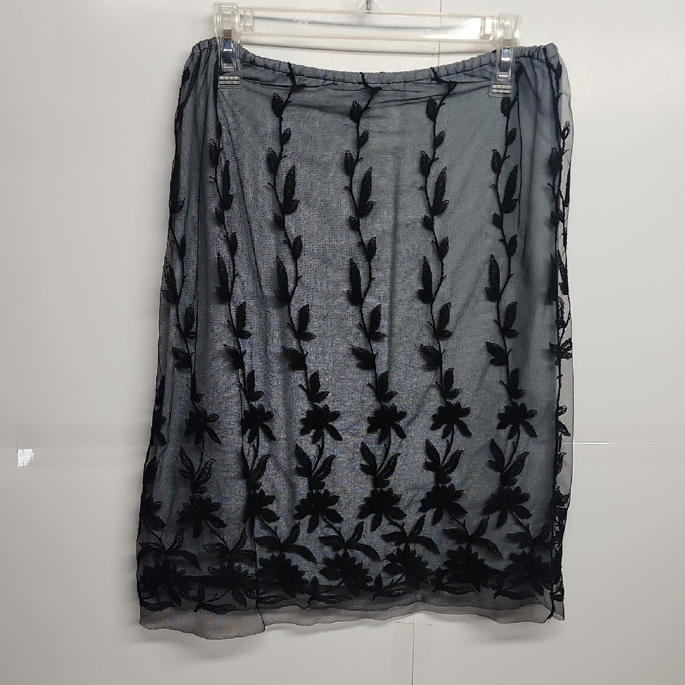 BLUGIRL BLUMARINE Vintage Wool Blend Black Floral Skirt Sz I 42 D 36 Minimalist